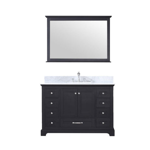 Image of Dukes 48" Espresso Single Vanity | White Carrara Marble Top | White Square Sink and 46" Mirror