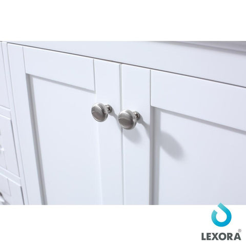 Image of Dukes 48" White Single Vanity | White Carrara Marble Top | White Square Sink and 46" Mirror