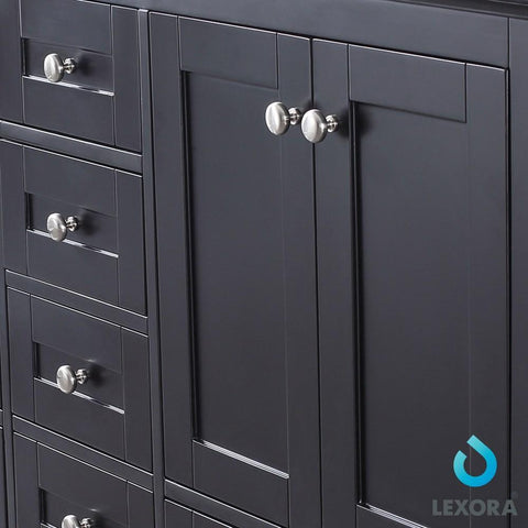 Image of Dukes 60" Espresso Double Vanity | White Carrara Marble Top | White Square Sinks and 58" Mirror