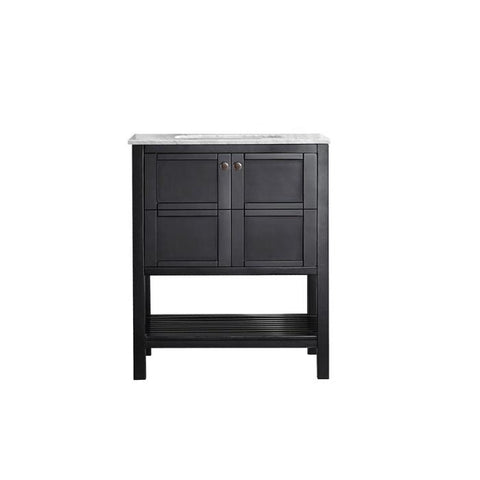 Image of Florence 30" Espresso Transitional Single Sink Vanity w/ Carrara White Marble Countertop