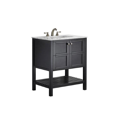 Image of Florence 30" Espresso Transitional Single Sink Vanity w/ Carrara White Marble Countertop
