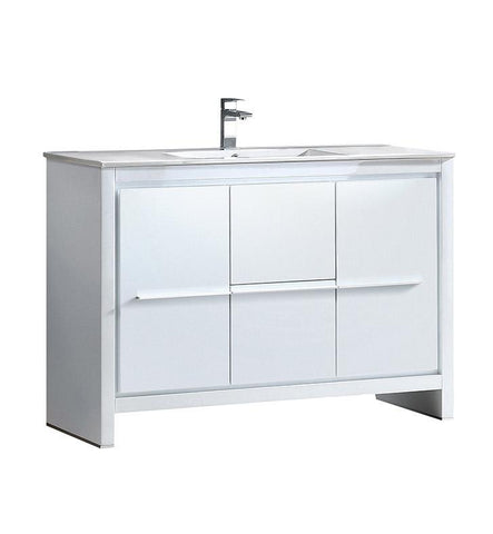 Image of Fresca Allier 48" White Modern Bathroom Cabinet w/ Sink FCB8148WH-I