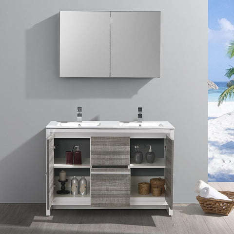 Image of Fresca Allier Rio 48" Ash Gray Modern Bathroom Vanity FVN8148HA-FFT1030BN
