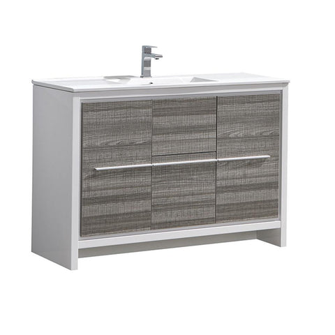 Image of Fresca Allier Rio 48" Ash Gray Single Sink Modern Bathroom Cabinet w/ Sink FCB8148HA-I
