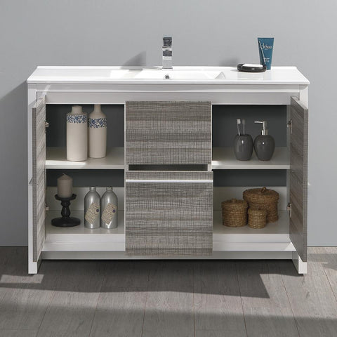 Image of Fresca Allier Rio 48" Ash Gray Single Sink Modern Bathroom Cabinet w/ Sink FCB8148HA-I