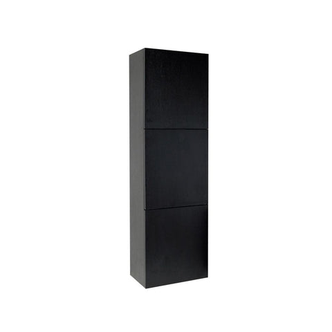 Image of Fresca Black Bathroom Linen Side Cabinet w/ 3 Large Storage Areas FST8090BW