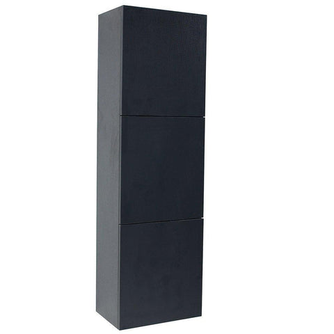 Image of Fresca Black Bathroom Linen Side Cabinet w/ 3 Large Storage Areas FST8090BW