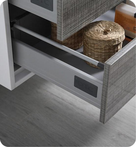 Image of Fresca Catania 60" Glossy Ash Gray Wall Hung Modern Bathroom Cabinet w/ Integrated Double Sink | FCB9260HA-D-I FCB9260HA-D-I