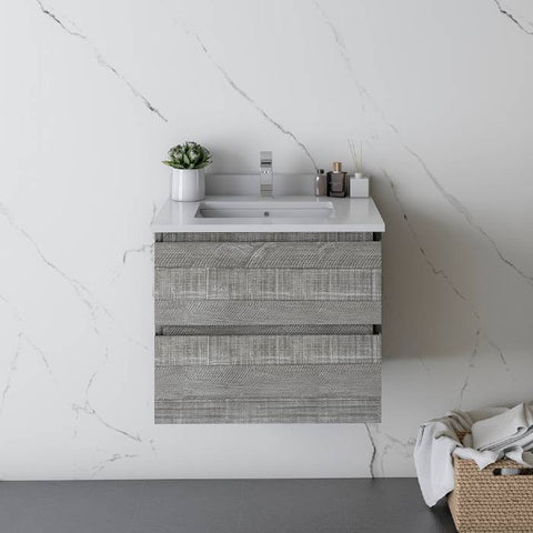 Image of Fresca Formosa 24" Ash Wall Hung Modern Bathroom Vanity | FCB3124ASH-CWH-U FCB3124ASH-CWH-U