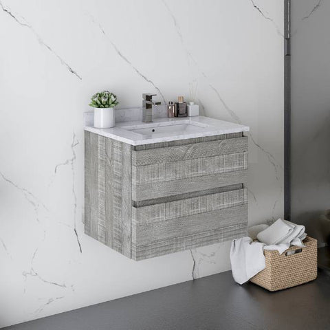 Image of Fresca Formosa 24" Ash Wall Hung Modern Bathroom Vanity | FCB3124ASH-CWH-U FCB3124ASH-CWH-U