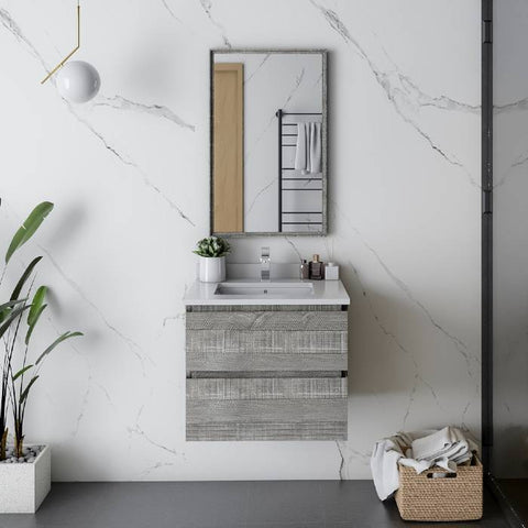 Image of Fresca Formosa 24" Ash Wall Hung Modern Bathroom Vanity | FCB3124ASH-CWH-U FCB3124ASH-CWH-U