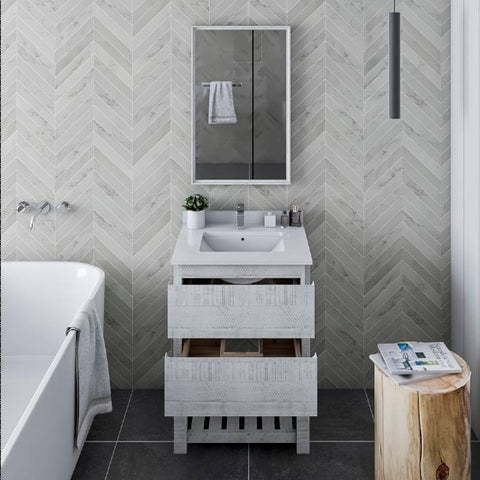 Image of Fresca Formosa 24" Rustic White Freestanding Open Bottom Modern Bathroom Vanity | FCB3124RWH-FS-CWH-U FCB3124RWH-FS-CWH-U