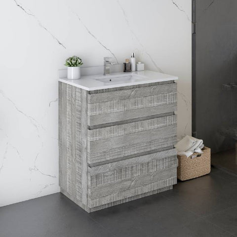 Image of Fresca Formosa 29" Ash Freestanding Modern Bathroom Base Cabinet | FCB3130ASH-FC
