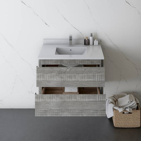 Image of Fresca Formosa 29" Ash Wall Hung Modern Bathroom Base Cabinet | FCB3130ASH FCB3130ASH