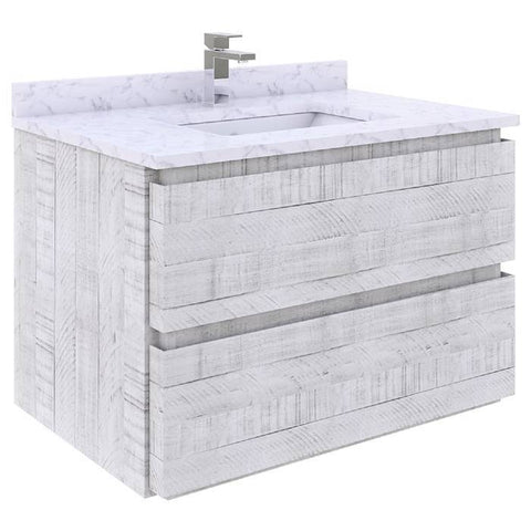 Image of Fresca Formosa 29" Rustic White Wall Hung Modern Bathroom Base Cabinet | FCB3130RWH