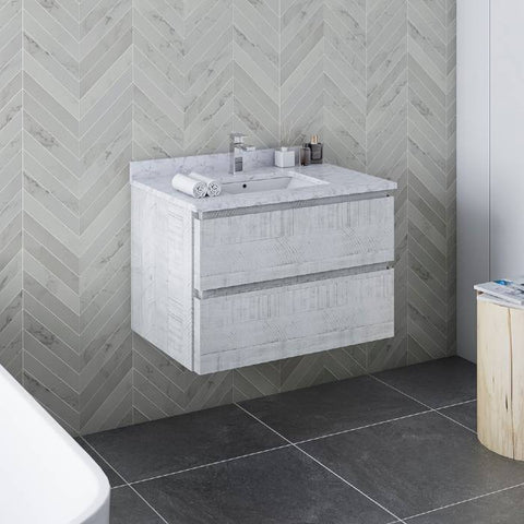 Image of Fresca Formosa 29" Rustic White Wall Hung Modern Bathroom Base Cabinet | FCB3130RWH