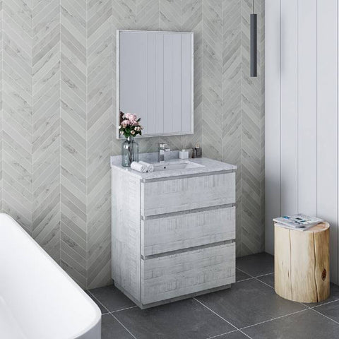 Image of Fresca Formosa 30" Rustic White Freestanding Modern Bathroom Vanity | FCB3130RWH-FC-CWH-U