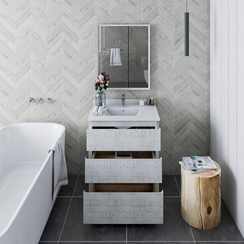 Image of Fresca Formosa 30" Rustic White Freestanding Modern Bathroom Vanity | FCB3130RWH-FC-CWH-U FCB3130RWH-FC-CWH-U