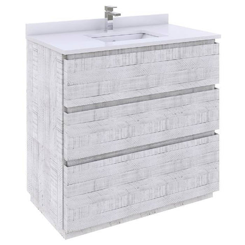 Image of Fresca Formosa 35" Rustic White Freestanding Modern Bathroom Base Cabinet | FCB3136RWH-FC