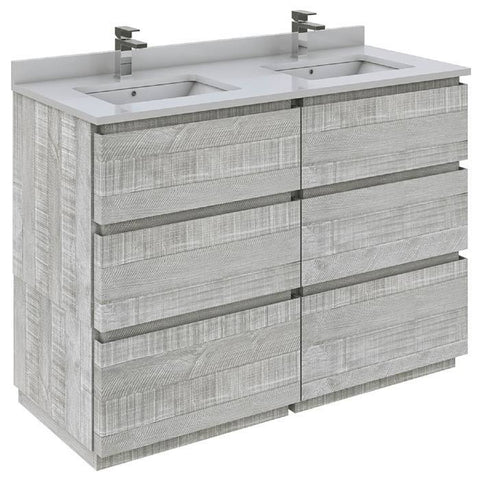 Image of Fresca Formosa 46" Ash Freestanding Double Sink Modern Bathroom Base Cabinet | FCB31-2424ASH-FC FCB31-2424ASH-FC