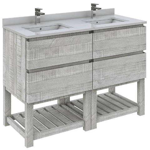 Image of Fresca Formosa 46" Ash Freestanding Open Bottom Double Sink Modern Bathroom Base Cabinet | FCB31-2424ASH-FS