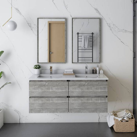 Image of Fresca Formosa 46"Ash Wall Hung Double Sink Modern Bathroom Base Cabinet | FCB31-2424ASH FCB31-2424ASH