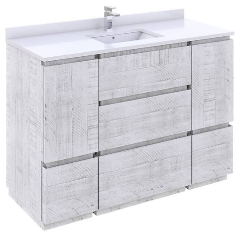 Image of Fresca Formosa 47" Rustic White Freestanding Modern Bathroom Base Cabinet | FCB31-122412RWH-FC
