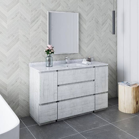 Image of Fresca Formosa 54" Rustic White Freestanding Modern Bathroom Vanity | FCB31-123012RWH-FC-CWH-U FCB31-123012RWH-FC-CWH-U