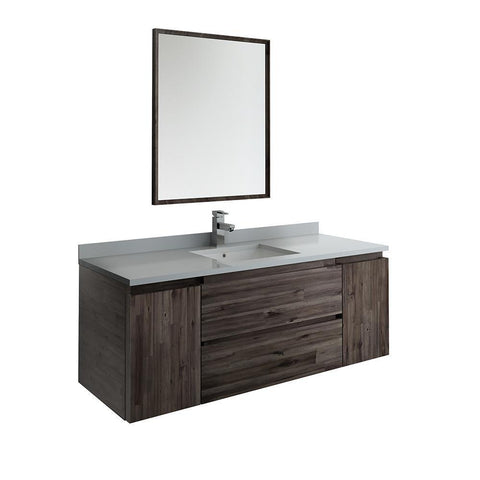 Image of Fresca Formosa 54" Wall Hung Modern Bathroom Vanity FVN31-123012ACA-FFT1030BN