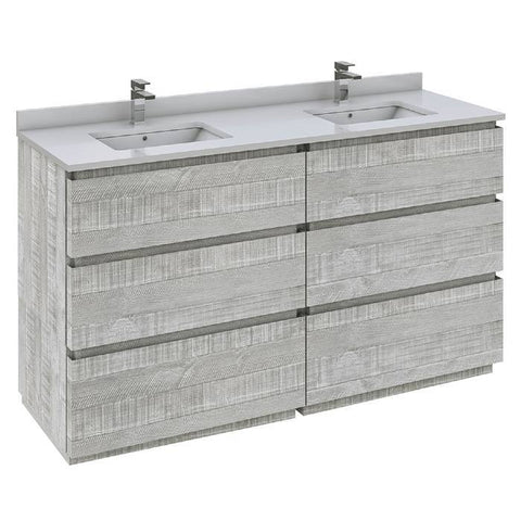 Image of Fresca Formosa 58" Ash Freestanding Double Sink Modern Bathroom Base Cabinet | FCB31-3030ASH-FC