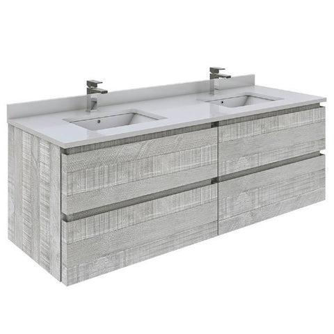 Image of Fresca Formosa 58" Ash Wall Hung Double Sink Modern Bathroom Base Cabinet | FCB31-3030ASH FCB31-3030ASH