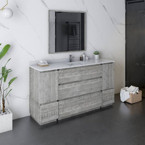 Image of Fresca Formosa 60" Ash Freestanding Modern Bathroom Vanity | FCB31-123612ASH-FC-CWH-U FCB31-123612ASH-FC-CWH-U