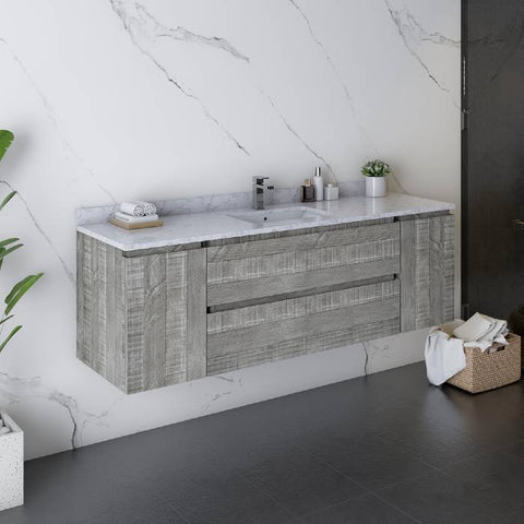 Image of Fresca Formosa 60" Ash Wall Hung Modern Bathroom Vanity | FCB31-123612ASH-CWH-U