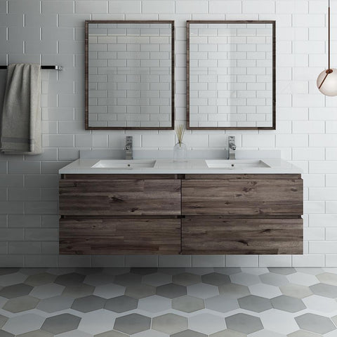 Image of Fresca Formosa 60" Wall Hung Double Sink Bathroom Vanity