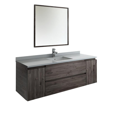 Image of Fresca Formosa 60" Wall Hung Single Sink Bathroom Vanity FVN31-123612ACA-FFT1030BN