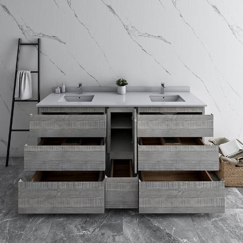 Image of Fresca Formosa 70" Ash Freestanding Double Sink Modern Bathroom Base Cabinet | FCB31-301230ASH-FC FCB31-2424RWH-FS