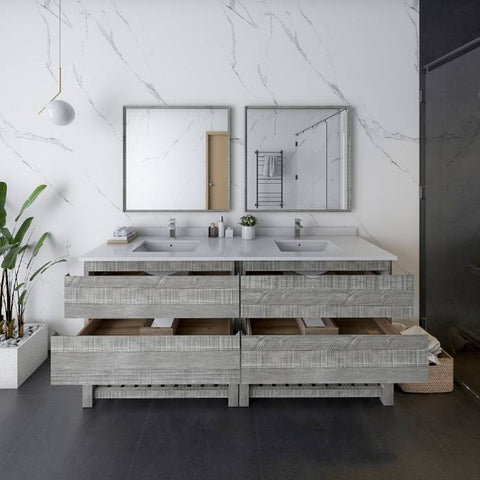 Image of Fresca Formosa 72" Ash Freestanding Open Bottom Double Sink Modern Bathroom Vanity | FCB31-3636ASH-FS-CWH-U FCB31-3636ASH-FS-CWH-U