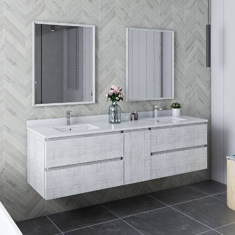 Image of Fresca Formosa 72" Ash Wall Hung Double Sink Modern Bathroom Vanity | FCB31-301230RWH-CWH-U FCB31-301230RWH-CWH-U