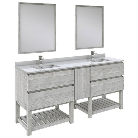 Image of Fresca Formosa Modern 72" Ash Freestanding Double Sink Vanity Set w/ Open Bottom | FVN31-301230ASH-FS FVN31-301230RWH-FS
