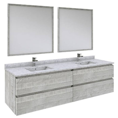Image of Fresca Formosa Modern 72" Ash Wall Hung Double Sink Vanity Set | FVN31-3636ASH FVN31-3636ASH-FC