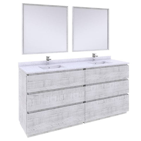 Image of Fresca Formosa Modern 72" Rustic White Double Sink Vanity Set | FVN31-3636RWH-FC FVN31-3636RWH-FC