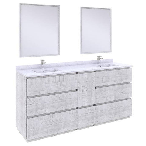 Image of Fresca Formosa Modern 72" Rustic White Floor Standing Double Sink Vanity Set | FVN31-301230RWH-FC FVN31-301230RWH-FC