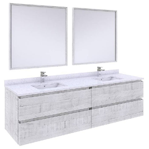 Image of Fresca Formosa Modern 72" Rustic White Wall Hung Double Sink Vanity Set | FVN31-3636RWH FVN31-3636RWH-FC