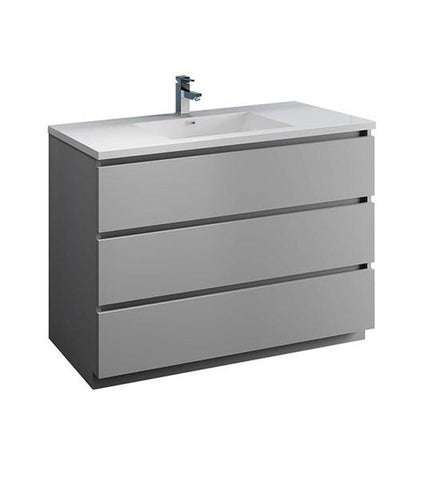 Image of Fresca Lazzaro 48" Gray Free Standing Modern Bathroom Cabinet w/ Integrated Sink | FCB9348GR-I