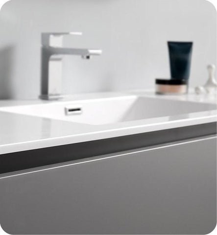 Image of Fresca Lazzaro 48" Gray Free Standing Modern Bathroom Cabinet w/ Integrated Sink | FCB9348GR-I