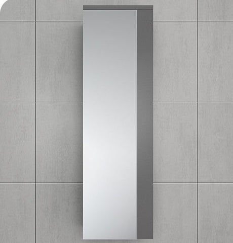 Image of Fresca Linen Side Cabinet, Mirror Door + 3 Shelves in Gray | FST6163GR