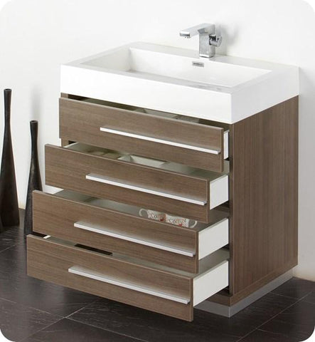 Image of Fresca Livello 30" Gray Oak Modern Bathroom Vanity w/ Medicine Cabinet | FVN8030GO