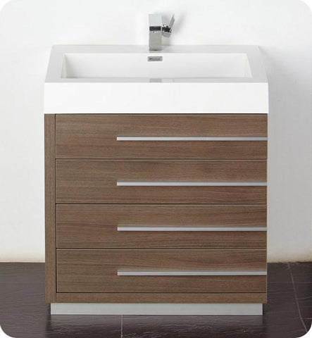 Image of Fresca Livello 30" Gray Oak Modern Bathroom Vanity w/ Medicine Cabinet | FVN8030GO