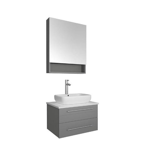 Image of Fresca Lucera 24" Gray Modern Wall Hung Vessel Sink Vanity w/ Medicine Cabinet