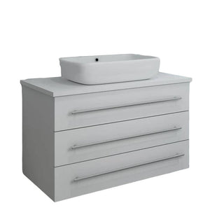 Fresca Lucera 32" White Wall Hung Modern Bathroom Cabinet with Top & Vessel Sink | FCB6183WH-VSL-I FCB6183WH-VSL-I